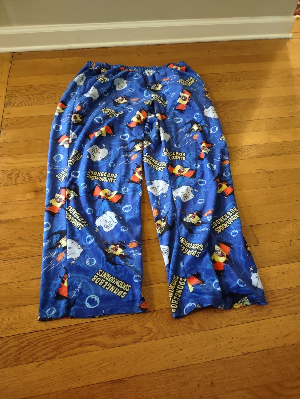 SpongeBob SquarePants "spookypants" fuzzy blue pajamas large